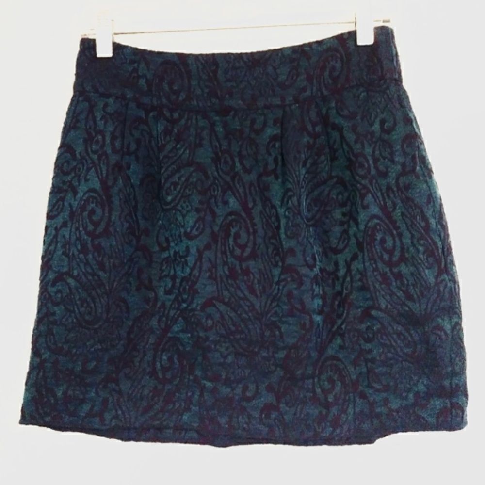 Silence + Noise Peacock Iridescent Jacquard Paisley Skirt
